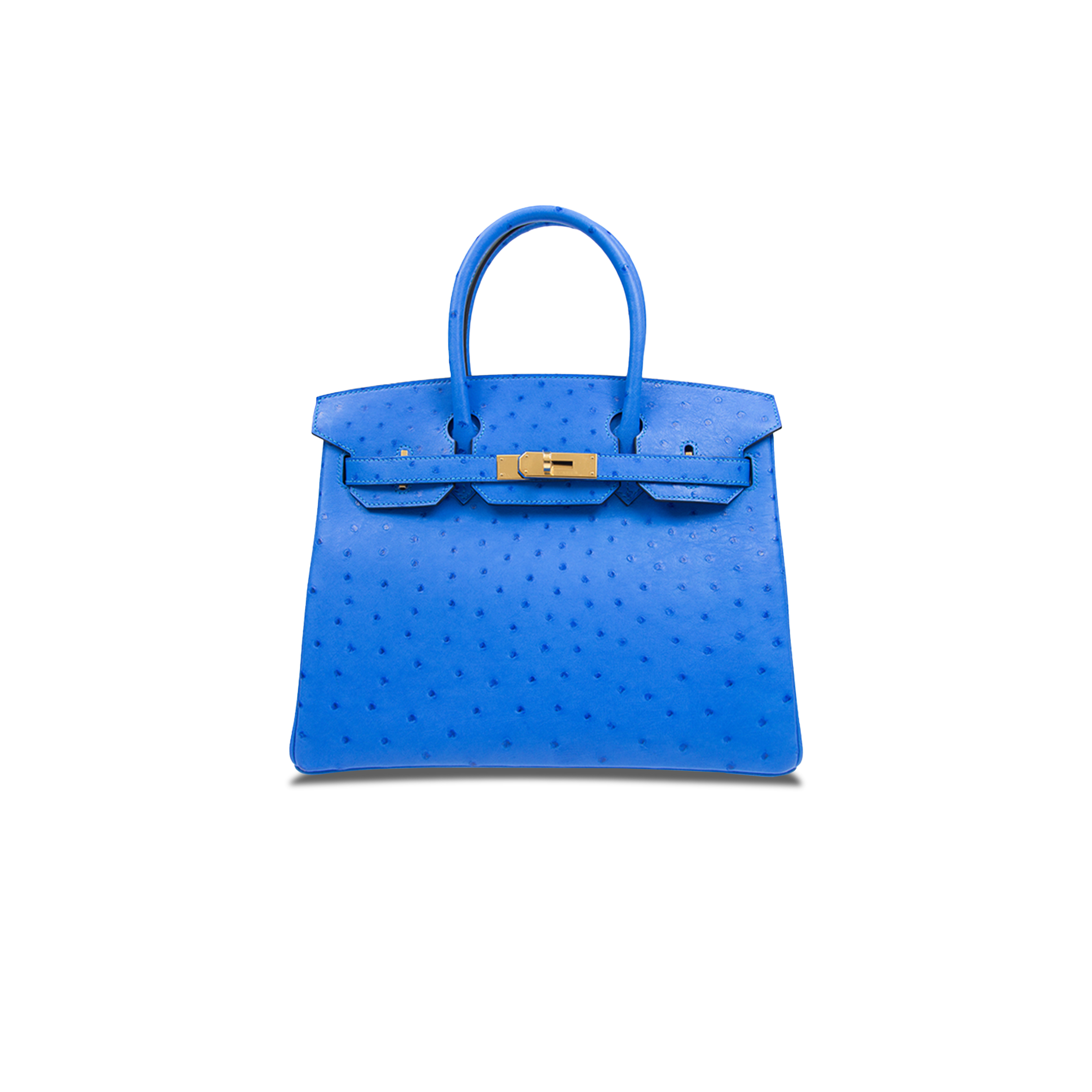 HERMÈS MASTER BIRKIN 25 OSTRICH GREEK BLUE GOLD BUCKLE H041933CK89 (30*22*16cm)